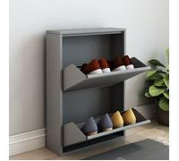 [en.casa] Meuble à Chaussures à Tiroirs Inclinés Étagère de Rangement à 2 Niveaux Range-Chaussures pour Entrée Couloir Métal 71 x 50 x 15 cm Gris