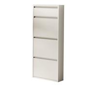 [en.casa] Meuble à Chaussures à Tiroirs Inclinés Étagère de Rangement à 4 Niveaux Range-Chaussures pour Entrée Couloir Métal 118 x 50 x 15 cm Blanc Cassé