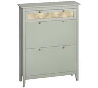 HomCom - Meuble à chaussures bohème chic - MDF 88x30x120 cm - vert d'eau, 2 portes, 2 étagères réglables