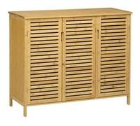 HOMCOM Meuble à chaussures armoire à chaussures style naturel - 2 placards avec 8 étagères - en bambou bois naturel