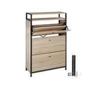 MEUBLE A CHAUSSURES - TECTAKE - Meuble à chaussures BUFFALO en Bois et Acier avec 3 volets - Bois Clair