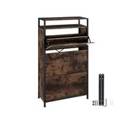 Meuble à chaussures - TECTAKE - Meuble à chaussures BRADDOCK en panneau aggloméré 61 x 32 x 130 cm - Bois foncé