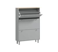 Meuble à chaussures - HOMCOM - 24 paires - 3 tiroirs rabattables et étagères réglables - 80x23,5x121cm - gris