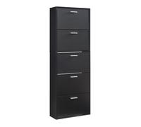 [en.casa] Meuble à Chaussures 5 Abattants Armoire de Rangement Étagères Amovibles Porte-Chaussures Moderne Élégant pour 20 Pairs Entrée Salon Couloir Panneau de Particules 169 x 60 x 24 cm Noir