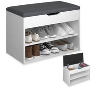 Meuble à chaussures - TECTAKE - Banc à chaussures JASMINA en bois MDF et rembourré, 60 x 30 x 43,5 cm - Blanc