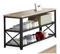 Meuble à chaussures - TECTAKE - Étagère à chaussures BLACKPOOL en bois MDF 101 x 30,5 x 45,5 cm - Bois clair/Chêne sonoma