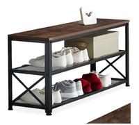 Meuble à chaussures - TECTAKE - Étagère à chaussures BLACKPOOL en bois MDF 101 x 30,5 x 45,5 cm - Bois foncé
