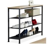 Meuble à chaussures - TECTAKE - Étagère à chaussures PORTSMOUTH en acier 100 x 30,5 x 72,5 cm - Bois clair/Chêne sonoma