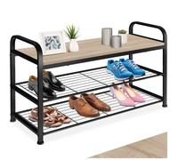 Meuble à chaussures - TECTAKE - Étagère à chaussures SOUTHAMPTON en acier 91 x 36 x 55 cm - Bois clair/Chêne sonoma