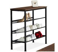Meuble à chaussures - TECTAKE - Étagère à chaussures WOLVERHAMPTON en bois MDF 75,5 x 30,5 x 69,5 cm - Bois foncé