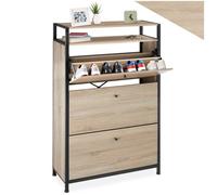 MEUBLE A CHAUSSURES - TECTAKE - Meuble à chaussures BUFFALO en Bois et Acier avec 3 volets - Bois Clair