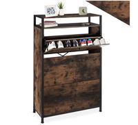 Meuble à chaussures - TECTAKE - Meuble à chaussures BUFFALO en panneau aggloméré 81 x 32 x 130 cm - Bois foncé