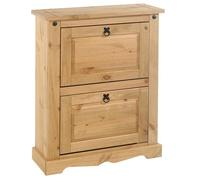 IDIMEX Meuble à Chaussures Tequila Style Mexicain Armoire à Chaussures avec 2 abattants, en pin Massif Finition teintée et cirée
