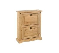 IDIMEX Meuble à Chaussures Tequila Style Mexicain Armoire à Chaussures avec 2 abattants, en pin Massif Finition teintée et cirée