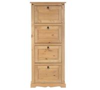 IDIMEX Meuble à Chaussures Tequila Style Mexicain Armoire à Chaussures avec 4 abattants, en pin Massif Finition teintée et cirée