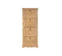 IDIMEX Meuble à Chaussures Tequila Style Mexicain Armoire à Chaussures avec 4 abattants, en pin Massif Finition teintée et cirée