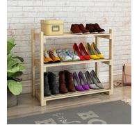 [en.casa] Étagère à Chaussures à 3 Niveaux Meuble de Rangement Surfaces de Stockage pour Entrée Couloire pour 3-4 Paires Pin 60 x 68 x 30 cm Naturel