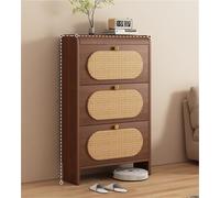 Meuble à chaussures ultra-fin avec 3 tiroirs rabattables, étagère de rangement étroite, organisateur de chaussures caché, bois rétro mince pour derrière la porte, ameublement de la maison (60 cm)