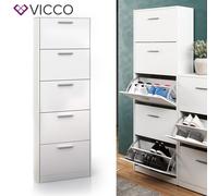 Vicco Meuble à chaussure Gizmo, 59x169.5cm, Blanc/Blanc