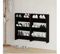 Vidaxl Cabinets À Chaussures Muraux 2 Pcs Chêne Noir 60 X 18 X 60 Cm