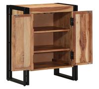vidaXL Meuble à Chaussures Noir 30x30x40 cm en Bois d'acacia Massif et Acier