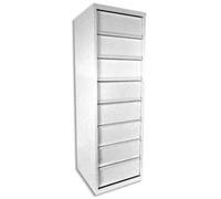 Meuble à clapets 8 cases en métal blanc - Dimensions : L40 x H126 x P40 cm