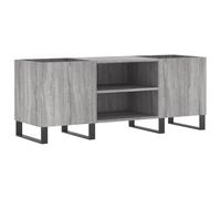 Meuble à Disques pour Rangement de Vinyles et Support de Platine pour Salon Table de Lecteur de Musique Industrielle avec Pieds en Fer et étagères 121 X 38 X 48 Cm Chêne f (Sonoma Gris)