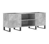 Meuble à Disques pour Rangement de Vinyles et Support de Platine pour Salon Table de Lecteur de Musique Industrielle avec Pieds en Fer et étagères 121 X 38 X 48 Cm Chêne f (Gris béton)