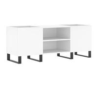 Meuble à Disques pour Rangement de Vinyles et Support de Platine pour Salon Table de Lecteur de Musique Industrielle avec Pieds en Fer et étagères 121 X 38 X 48 Cm Chêne f (Blanche)