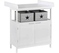 Meuble à langer bébé en bois blanc 2 portes + 2 boîtes de rangement Hamburg Blanc G