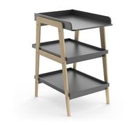Meuble A Langer Minimaliste en Bois avec 2 Etagères - Coloris Gris Anthracite & Bois de Pin - 101 x 58 x 72 cm