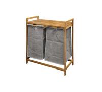 Douceur d'Intérieur, Meuble à Linge (64 x 33 x 73 cm) Tao Gris, Polyester et Bambou
