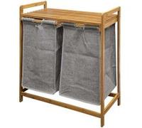 Douceur d'Intérieur, Meuble à Linge (64 x 33 x 73 cm) Tao Gris, Polyester et Bambou