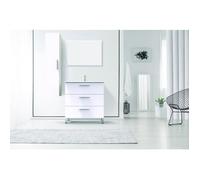 Meuble à poser Ondée - PALLAS - 80 cm blanc - 3 tiroirs - plan céramique simple vasque