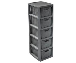 Meuble à tiroirs rangement avec 5 paniers BranQ couleur blanc ou gris