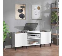 Platenkast 121x38x48 cm bewerkt hout hoogglans wit831935