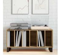 Meuble à vinyles - WIENS - Chêne artisanal - 100x38x48 cm - 6 étagères - Usage intérieur - Durable - Style années 50