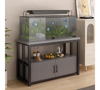 Meuble Aquarium Étagère de Table de Pêche à La Pêche de 20 à 30 Gallons avec Portes, Support de Terrasse de Cadre en Acier pour le Coin, Rack de Support de Rangement Décoratif pour Aquariums(Grey,70x4
