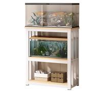 Meuble Aquarium Étagère de Terrarium Réglable à 3 Niveaux pour le Rangement, Support D'aquarium à Cadre Métallique pour Coin de Salon, Table D'aquarium D'entrée pour Tortues avec Accessoires(White,60x