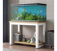 Meuble Aquarium Présentoir à 2 Niveaux pour Aquarium à Poissons / Tortues, Étagère Robuste pour Reptiles pour Le Rangement des Accessoires, Meuble D'aquarium de Salon / Chambre(Natural,120x50 cm (47 1