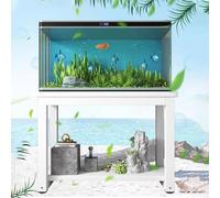 Meuble Aquarium Présentoir à 2 Niveaux pour Aquarium à Poissons / Tortues, Étagère Robuste pour Reptiles pour Le Rangement des Accessoires, Meuble D'aquarium de Salon / Chambre(White,100x45 cm (39 3/8