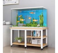 Meuble Aquarium Support D'angle pour Reptiles D'intérieur avec Roulettes, Étagère Décorative pour Aquarium pour Entrée de Ferme, Système D'étagères en Métal pour Aquarium pour la Maison(Natural,90x45