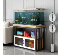 Meuble Aquarium, Support D'aquarium à 3 Niveaux avec Pieds Réglables et Armoire de Rangement, Table Robuste en Métal for Reptiles, Idéale for Maison, Bureau ou L'hôtel(Black,60x35cm/23.6x13.7in)