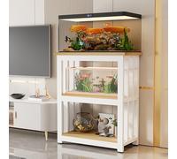 Meuble Aquarium, Support for Aquarium à 3 Niveaux, Support d'aquarium en métal, Meubles Terrarium avec étagère Plantes, Idéal for Un Coin du Salon ou Une Entrée.(White,60x45cm/23.6x17.7in)