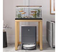Meuble Aquarium Table D'aquarium Robuste pour la Maison, Support D'aquarium Décoratif pour le Rangement du Robot Balayeur, Support D'étagère à Tortue sur Pied avec Cadre Doré(Black,50x35 cm (19 3/4 x