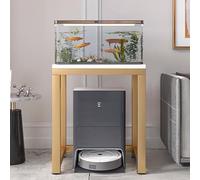 Meuble Aquarium Table D'aquarium Robuste pour la Maison, Support D'aquarium Décoratif pour le Rangement du Robot Balayeur, Support D'étagère à Tortue sur Pied avec Cadre Doré(White,60x40 cm (23 5/8 x