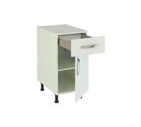Meuble armoire de cuisine 1 porte + 1 tiroir coloris blanc - Hauteur 85 x Longueur 40 x profondeur 58 cm --