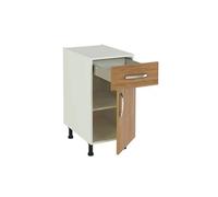Meuble armoire de cuisine 1 porte + 1 tiroir coloris chêne cortez - Hauteur 85 x Longueur 40 x profondeur 58 cm -PEGANE- chêne cortez
