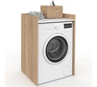 IDMarket - Meuble Armoire pour Machine à Laver ou sèche Linge Wallis Bois façon hêtre et Blanc