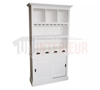 Meuble arrière de bar ou fond de bar équipé d'un porte-verres en pin massif - Chester : Finition - Blanc